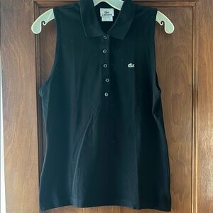 Lacoste Black Sleeveless Polo Top Size 42